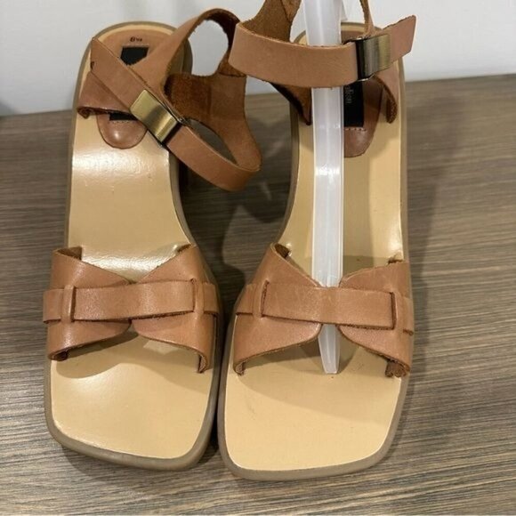 VTG Xhiliration Leather 90s Y2K square toe block heel strappy sandals size 8.5 - Picture 2 of 9